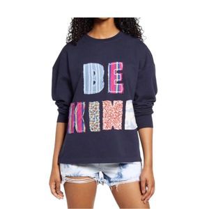 Nordstrom BP Oversized Crewneck Long Sleeves Sweatshirt Navy